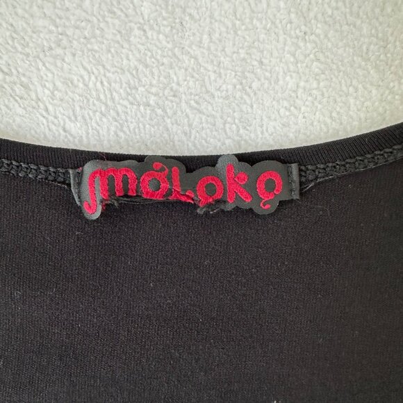 Moloko Womens Dress Pleated Artsy Lagenlook Long Sleeve Size M Black Stretch - Picture 3 of 12